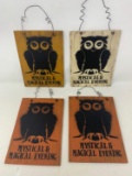 4 Wooden Owl Hanging Signs