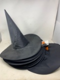 7 Black Fabric Witches Hats- New with Tags