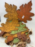 Large Grouping of Wooden Autumn Leaf Cut-Outs- All with Wire Hangers