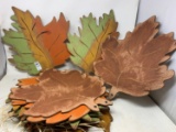Large Grouping of Wooden Autumn Leaf Cut-Outs- All with Wire Hangers