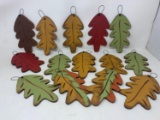 14 Wooden Autumn Leaf Ornaments