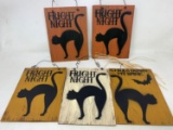 5 Wooden Black Cat Hanging Signs