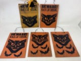 5 Wooden Black Cat Hanging Signs