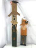 2 Wooden Scarecrow Decorations