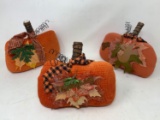 3 Stuffed Pumpkin Decorations