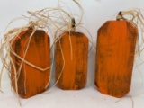 3 Wooden Pumpkin Decorations