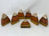 7 Wooden Candy Corn Standing Decorations