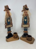 2 Wooden Scarecrow Standing Decorations