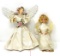 2 Angels- One with Large Wings and Silk Flowers, Other with Barbie Type Face