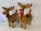 2 Wooden Reindeer Basket Figures