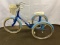 Girl's Blue Lion Tricycle With Wicker Basket