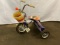 Girl's Purple AMF Junior Tricycle with Orange Bulb Horn and Woven Basket
