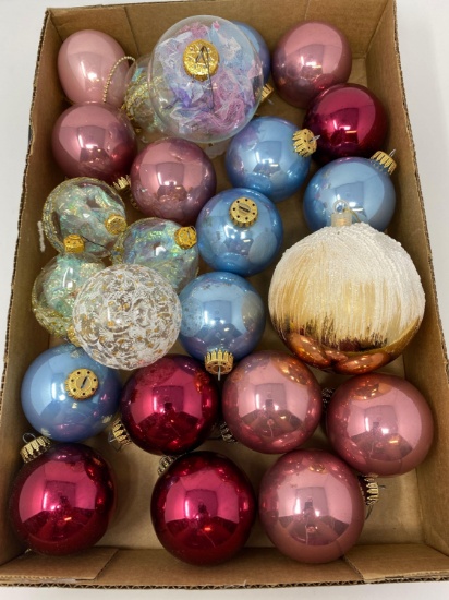 Christmas Tree Ball Ornaments- Some Clear with Filling, Other Pinks & Blues
