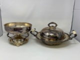 Silver Plate Chafing Dish with Warmer and Covered Serving Dish