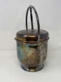Silver Plate Ice Bucket with Accessories Under Lid