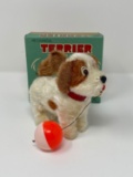 Vintage Wind Up Mechanical Terrier Toy, with Box