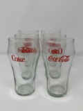 6 Clear Coca-Cola Glasses with Red Script