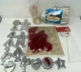 Vintage Christmas Cookie Cutters, Cake Mold, Santa Cake Boppers and Plastic Santa Spoons