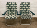 Pair of Aluminum Framed Web Lawn Chairs