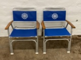 Pair of Nautical Aluminum Frame Canvas Chairs
