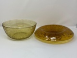 Amber Depression Glass Bowl and Centerpiece Bowl