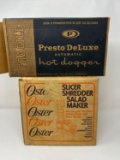 Vintage Presto DeLuxe Hot Dogger and Oster Slicer Shredder Salad Maker
