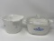 Lidded Corningware Casserole and Corningware Sauce Maker