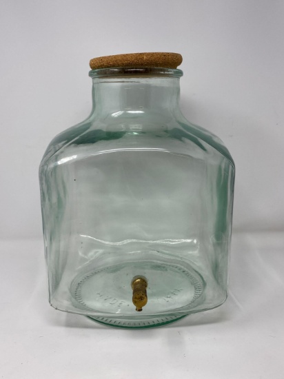 Glass Beverage Jar with Cork Lid and Spigot