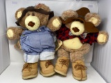 2 Furskins Bears- One in Plaid Shirt, Other in Overalls