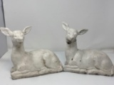 2 Cement Lying Deer Figures