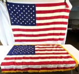 2 50-Star American Flags- One has Gold Fringe