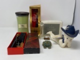 Candle, Men's Brush and Shoehorn Sets, Pipe, Diffuser, Glass Telephone Bottle, Frog Figure, Cowboy