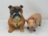 Oinking Pig Figure and Bulldog Bank