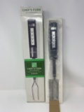 2 Chef's Forks with Thermometers- Both New
