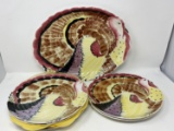 6 Turkey Plates with Matching Platter