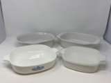 Four Open Casserole Dishes- Corning Ware & Chantal