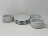 Williams-Sonoma 3 White Soup Cups and 3 Matched Plates