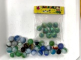 Vintage Marbles, 30 + Bag of Glass Cat Eyes