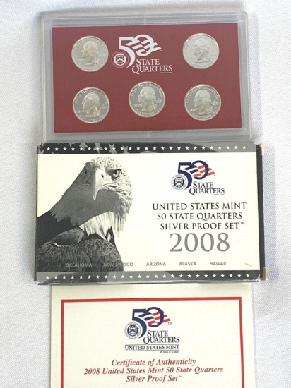 United States Mint Silver Proof Set, 2008 State Quarters