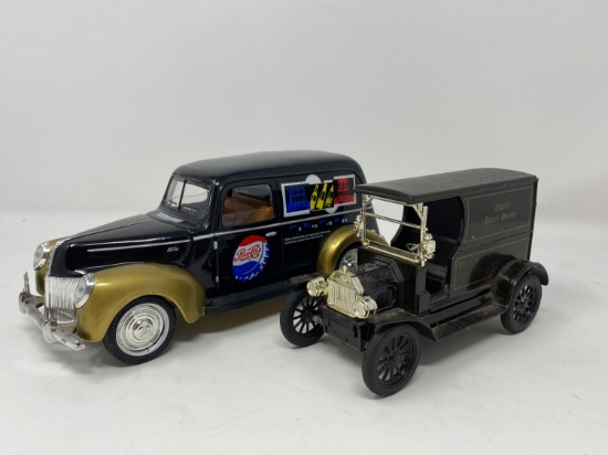 1913 UPS Classic Car and Golden Wheels Pepsi-Cola Car Bank with Key