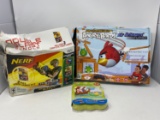 Nerf Double Blast Bundle, Angry Birds Air Swimmers Turbo, and V-Smile Backyardigans Cartridge
