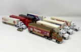 8 Die Cast Tractor Trailers and One Miniature Car
