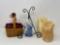 Small Longaberger Basket, Angel Figure, Plate Stand, 2 Candles