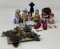 Metal Candle Holders with Clips, Avon Lady Busts, Doll Shoes, Bowl,, Miniature Wooden Box