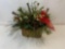 Decorative Centerpiece- Basket with Pine, Holly, Pine Cones & Ribbon