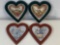 2 Pairs of Heart Shaped Framed Prints