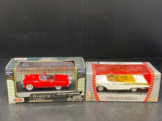 Road Signature Collection 1956 Ford Thunderbird and 1957 Mercury Turnpike Cruiser in Original Boxes