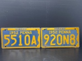 Two 1951 PA License Plates