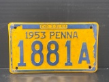 1953 PA License Plate