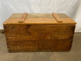 Wooden Chest with Hinged Lid, Vintage